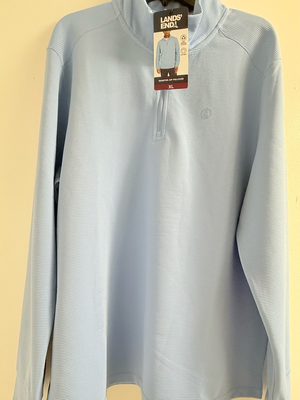 Lands' End Men's Light Blue Quarter-Zip Pullover